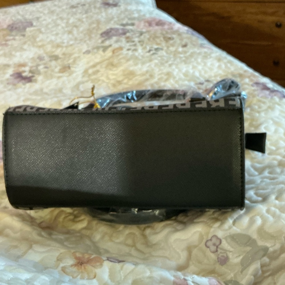 Bebe Gray/Black  Satchel with Monogram Pattern and Glossy Finish - Picture 4 of 12
